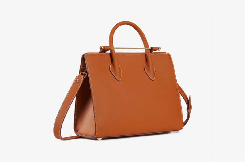 Brown Strathberry The Midi Tote Crossbody Bag | UK EVOJ-49806