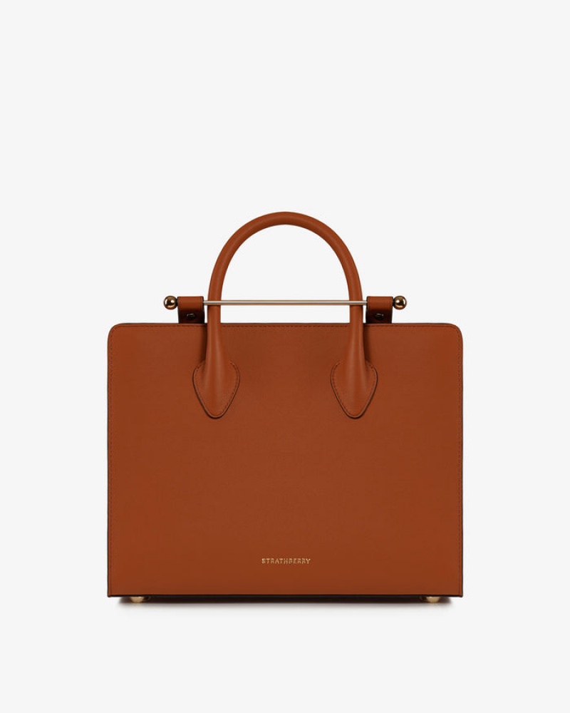 Brown Strathberry The Midi Tote Shoulder Bag | UK ZBRJ-69321