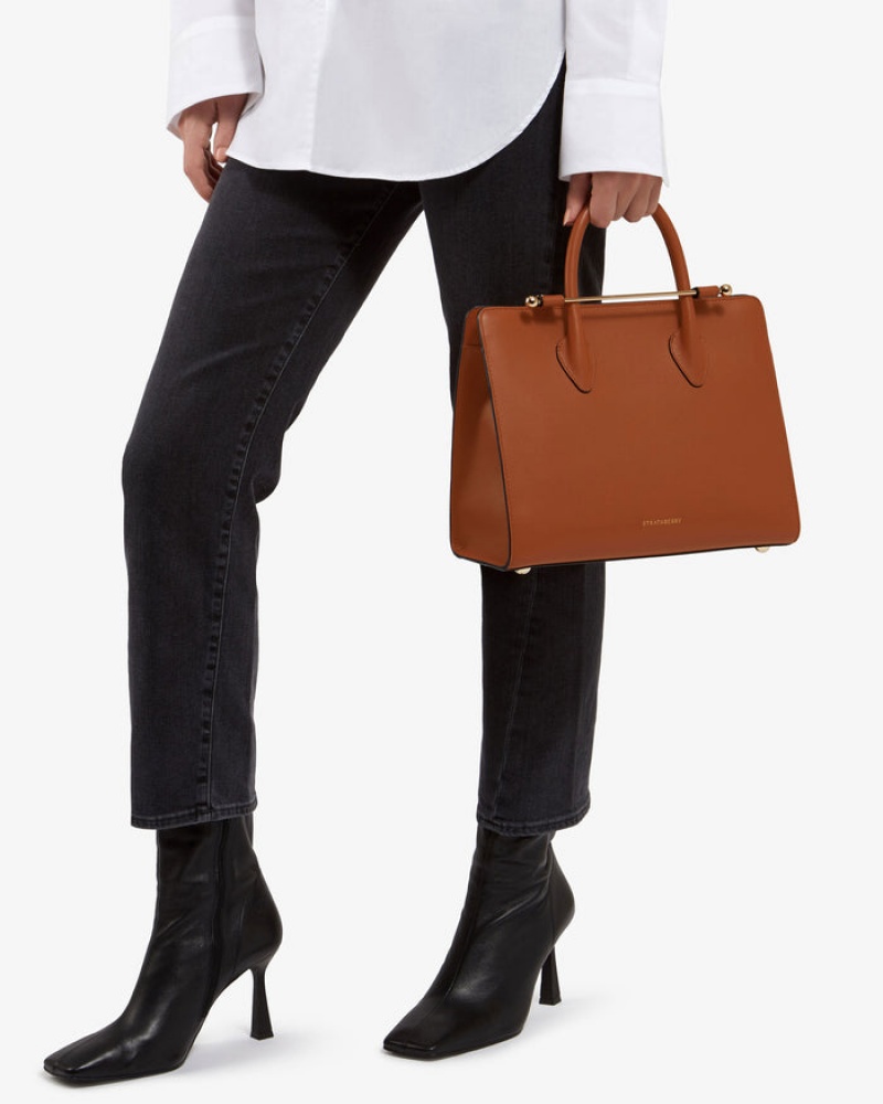 Brown Strathberry The Midi Tote Shoulder Bag | UK ZBRJ-69321