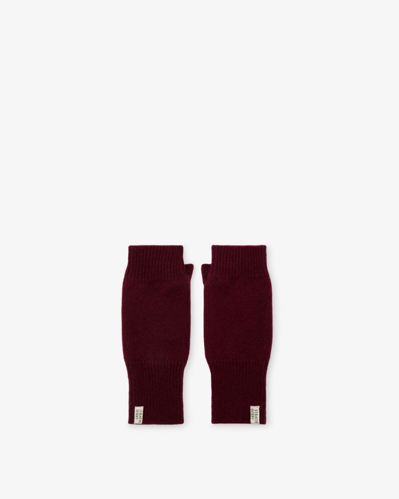 Burgundy Strathberry Cashmere Fingerless Gloves | UK JEQP-49603