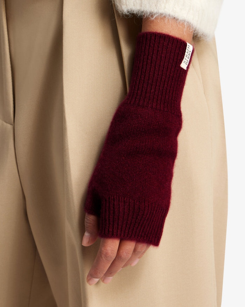 Burgundy Strathberry Cashmere Fingerless Gloves | UK JEQP-49603