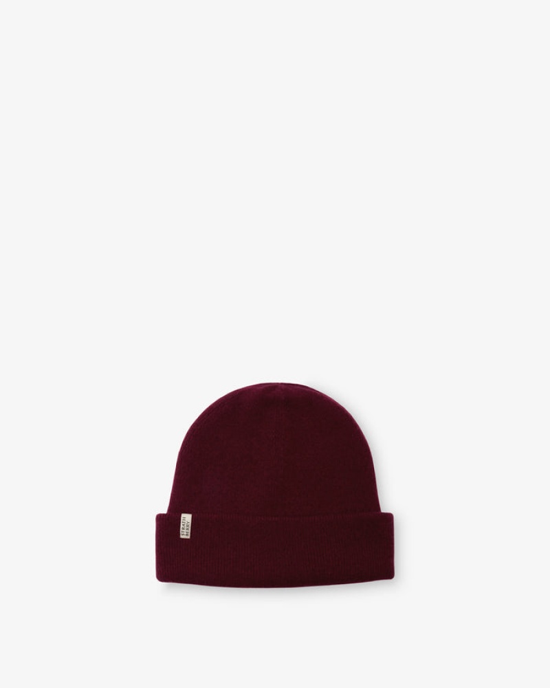 Burgundy Strathberry Cashmere Ribbed Beanie | UK PGHC-31768