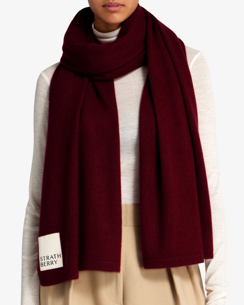 Burgundy Strathberry Cashmere Travel Wrap Scarf | UK LKJH-68231