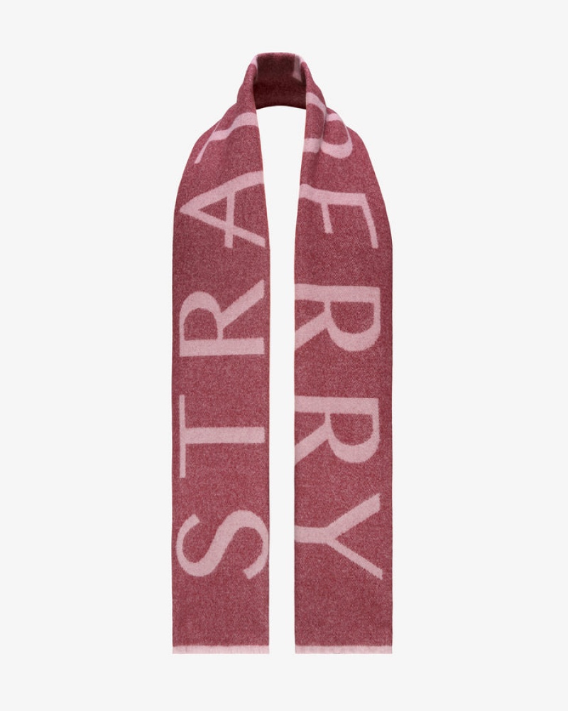 Burgundy Strathberry Cashmere Wool Logo Scarf | UK XSKB-50826