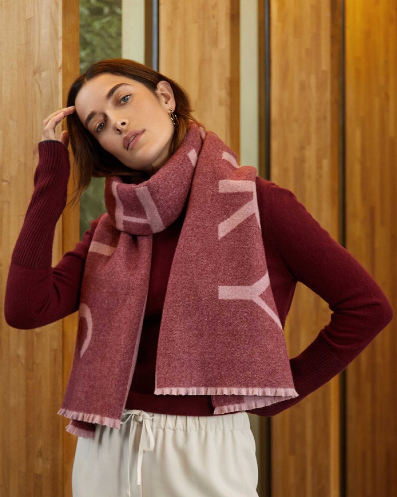 Burgundy Strathberry Cashmere Wool Logo Scarf | UK XSKB-50826