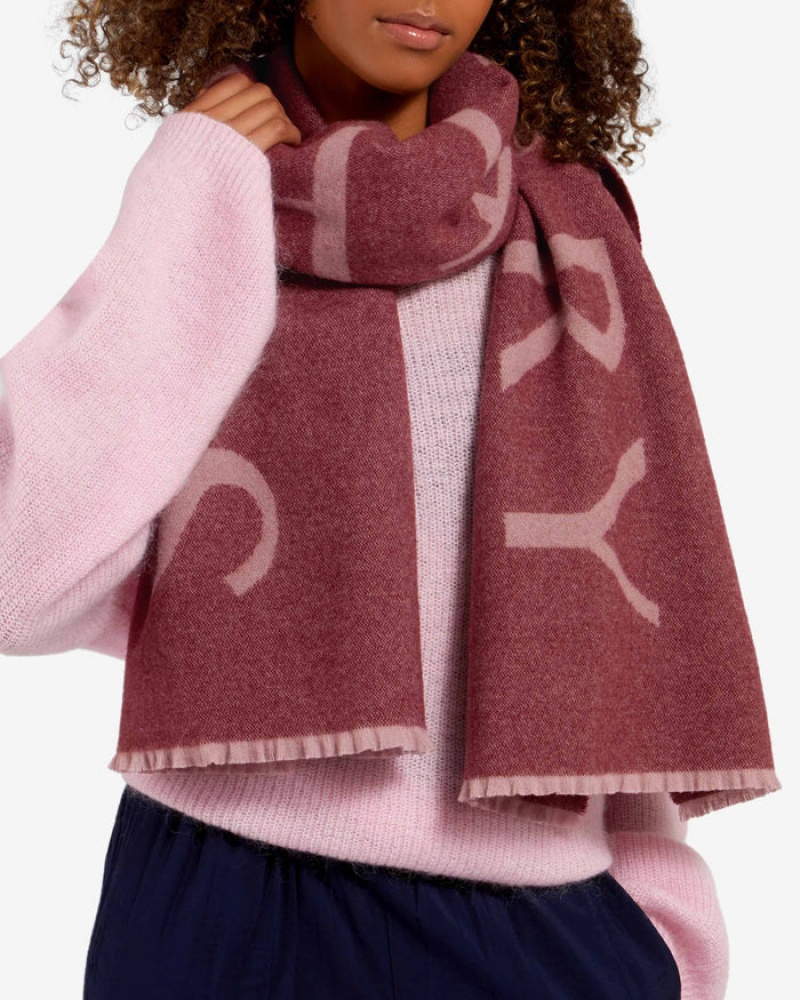 Burgundy Strathberry Cashmere Wool Logo Scarf | UK XSKB-50826