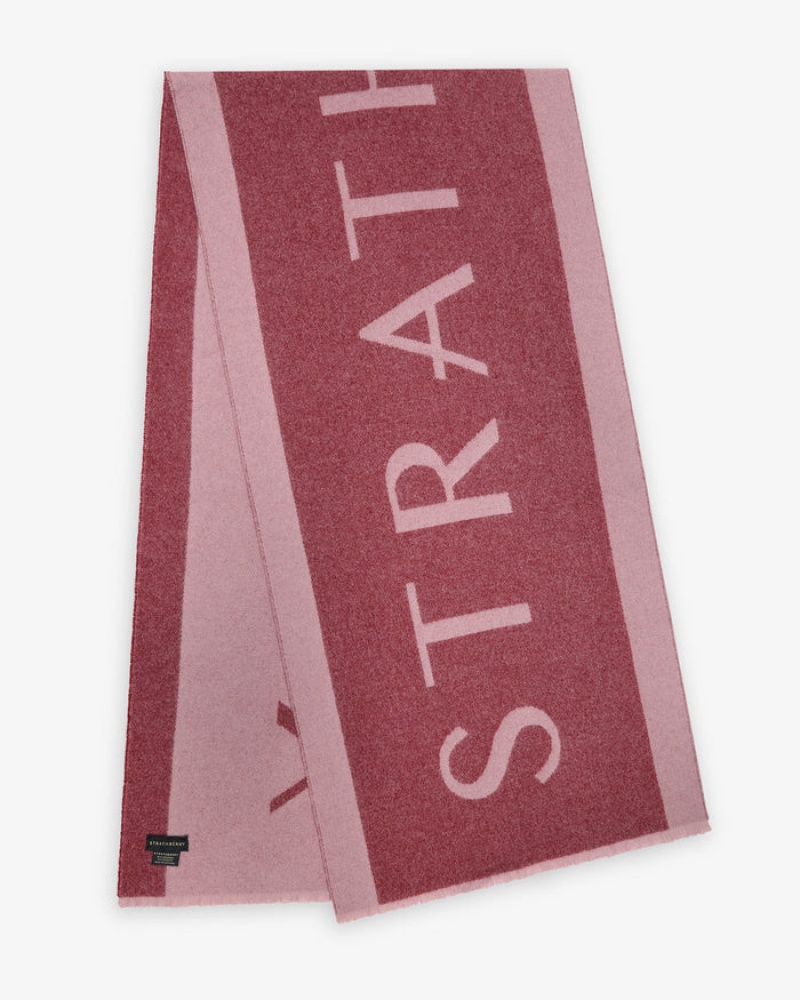 Burgundy Strathberry Cashmere Wool Logo Scarf | UK XSKB-50826