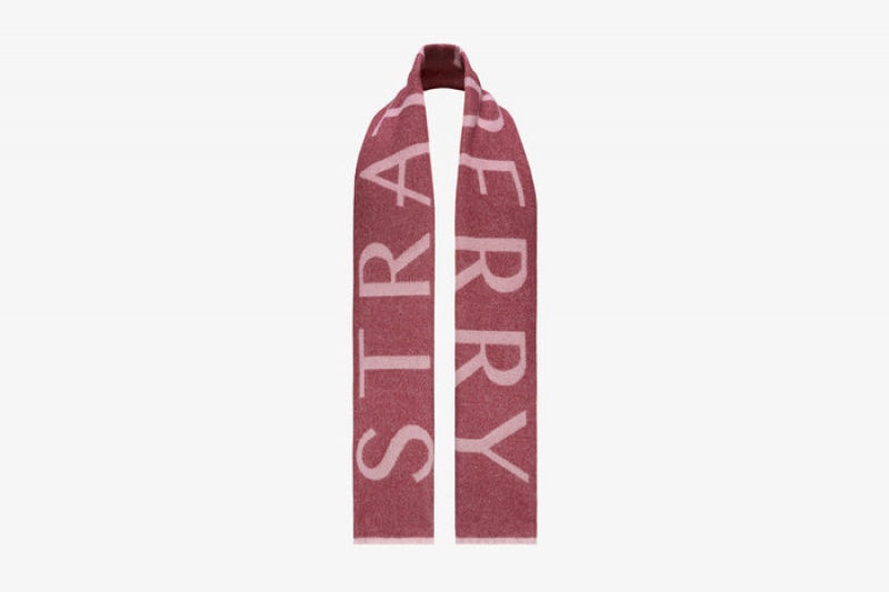 Burgundy Strathberry Cashmere Wool Logo Scarf | UK XSKB-50826