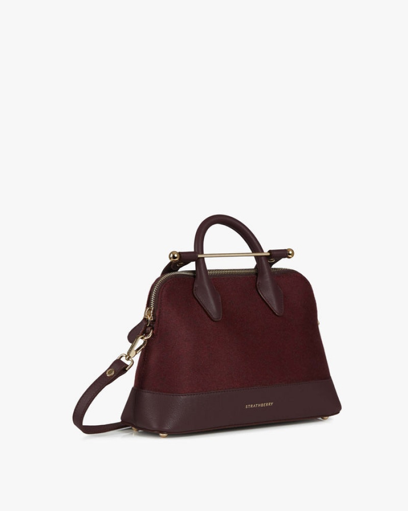 Burgundy Strathberry Dome Cashmere Wool Mini Bag | UK IHGP-65341