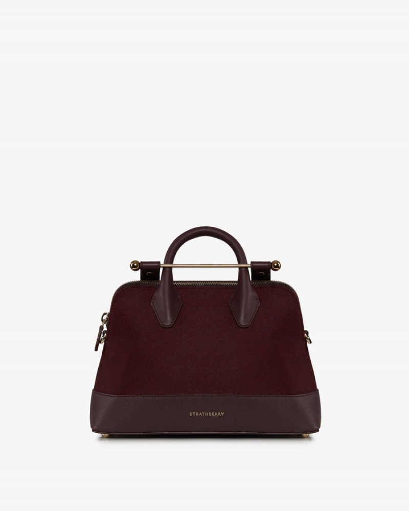 Burgundy Strathberry Dome Cashmere Wool Mini Bag | UK IHGP-65341