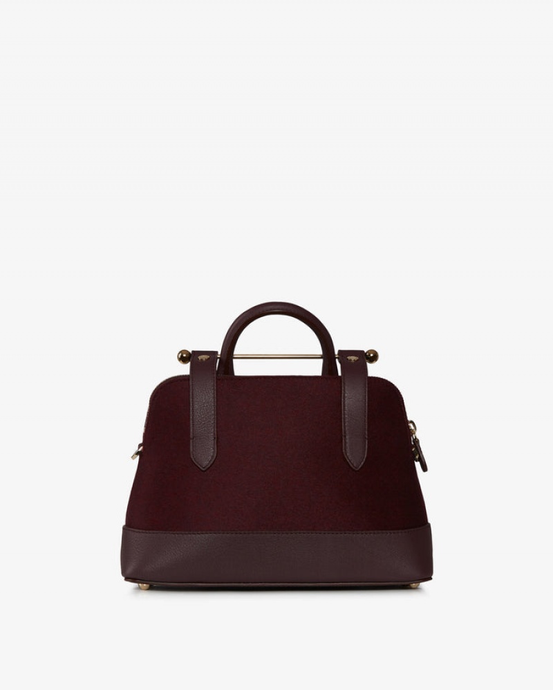 Burgundy Strathberry Dome Cashmere Wool Mini Bag | UK IHGP-65341