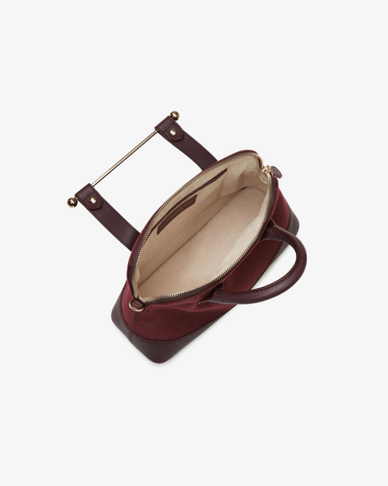 Burgundy Strathberry Dome Cashmere Wool Mini Bag | UK IHGP-65341