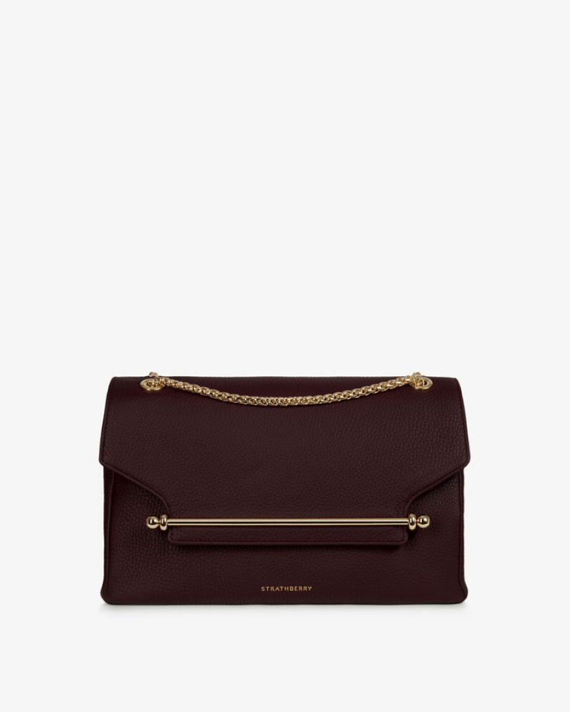 Burgundy Strathberry East/West Soft Shoulder Bag | UK NLFP-24709