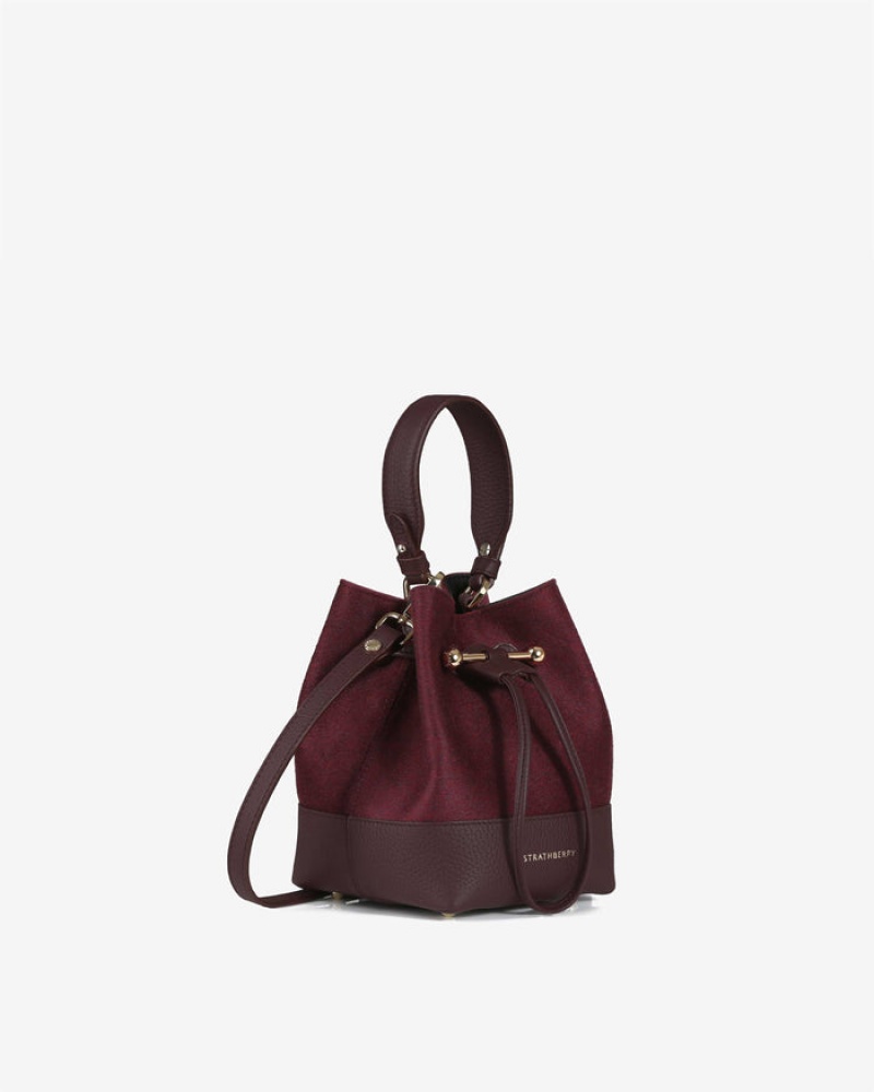 Burgundy Strathberry Lana Osette Cashmere Wool Top Handle Bag | UK GIVA-94281