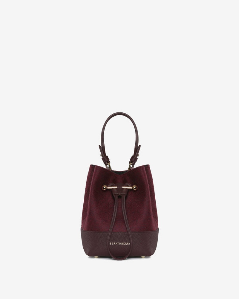 Burgundy Strathberry Lana Osette Cashmere Wool Top Handle Bag | UK GIVA-94281