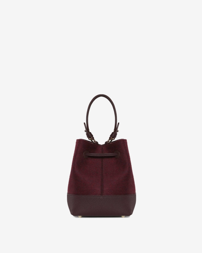 Burgundy Strathberry Lana Osette Cashmere Wool Top Handle Bag | UK GIVA-94281