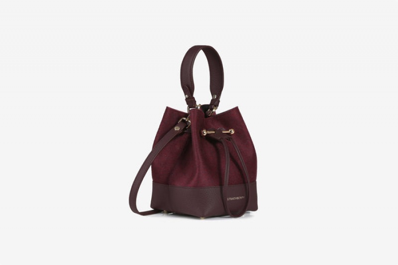 Burgundy Strathberry Lana Osette Cashmere Wool Top Handle Bag | UK GIVA-94281