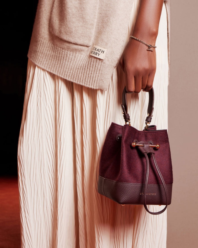 Burgundy Strathberry Lana Osette Cashmere Wool Crossbody Bag | UK UNQX-57390