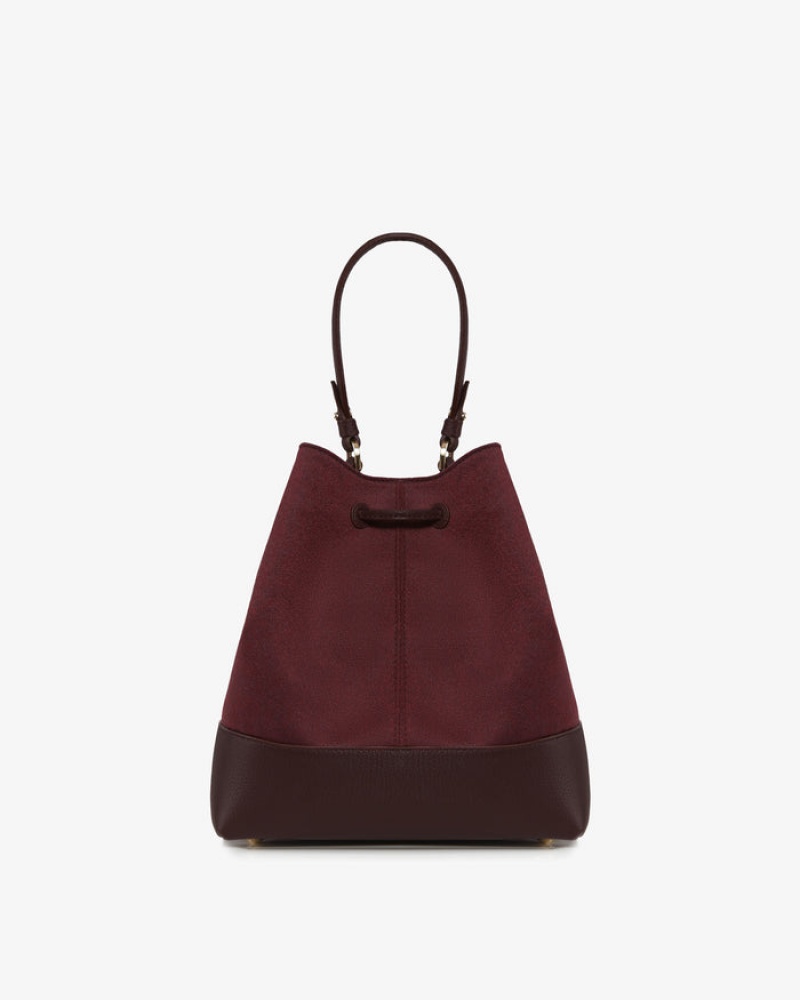 Burgundy Strathberry Lana Osette Midi Cashmere Wool Top Handle Bag | UK YBZH-32641