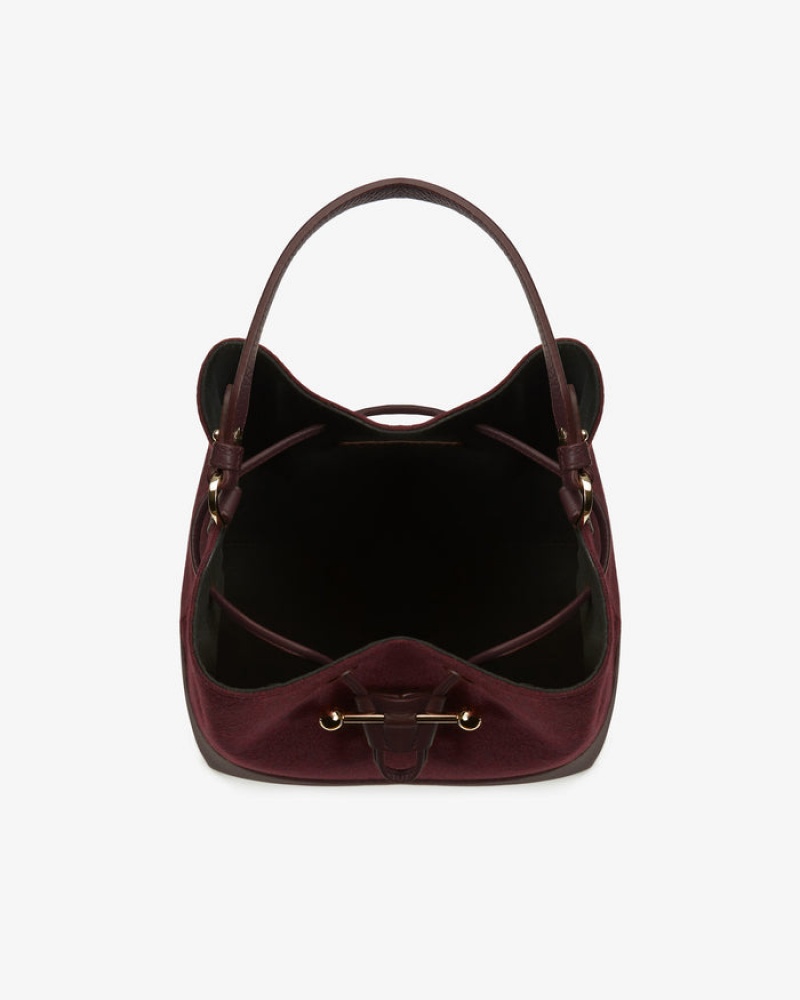 Burgundy Strathberry Lana Osette Midi Cashmere Wool Top Handle Bag | UK YBZH-32641