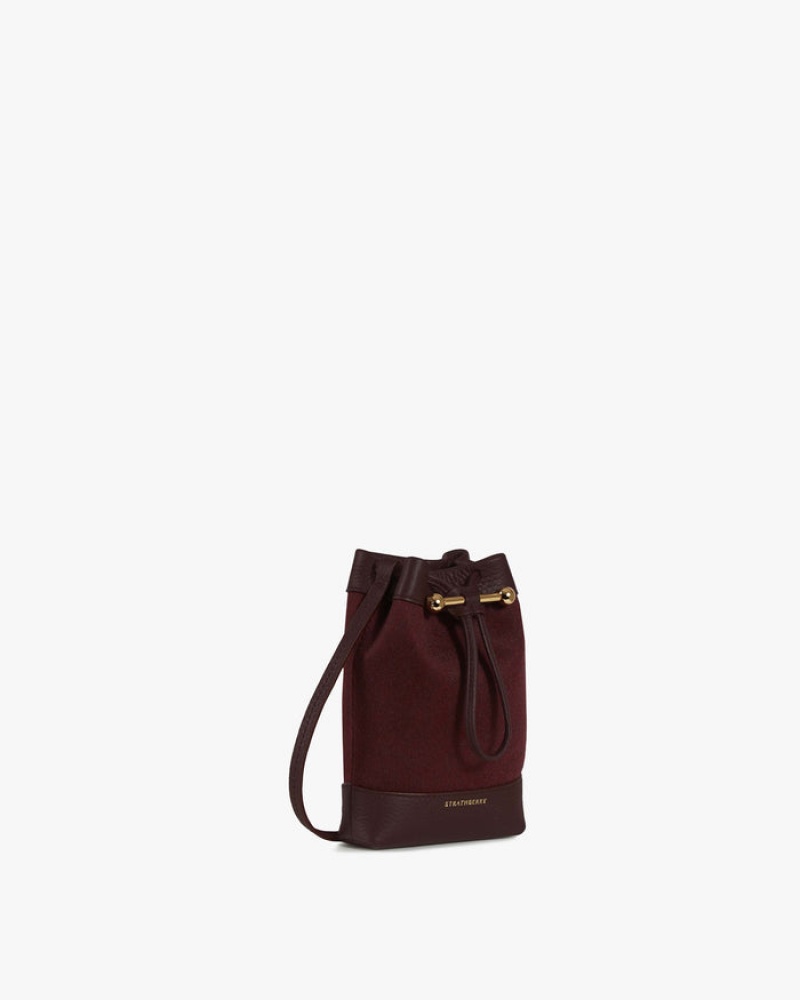 Burgundy Strathberry Lana Osette Pouch Cashmere Wool Mini Bag | UK CDYW-62537