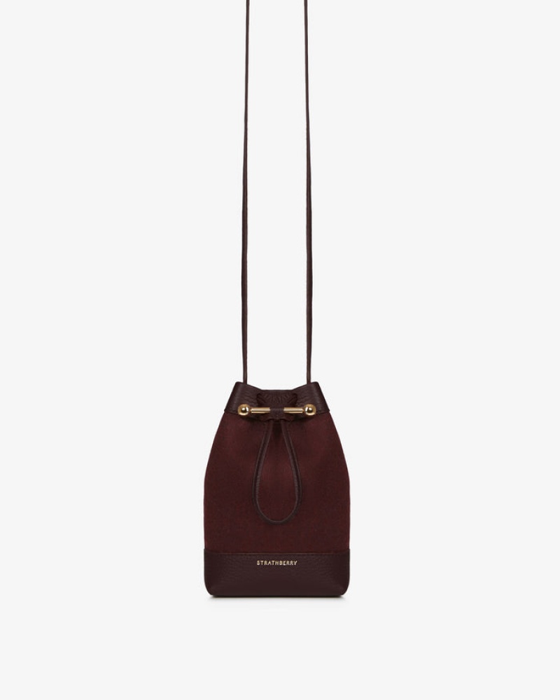 Burgundy Strathberry Lana Osette Pouch Cashmere Wool Mini Bag | UK CDYW-62537