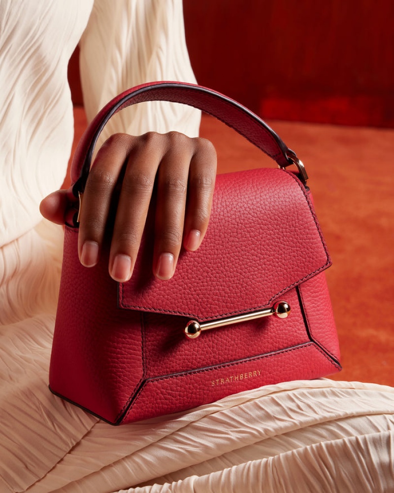 Burgundy Strathberry Mosaic Nano With Stitch Mini Bag | UK XCOI-58147