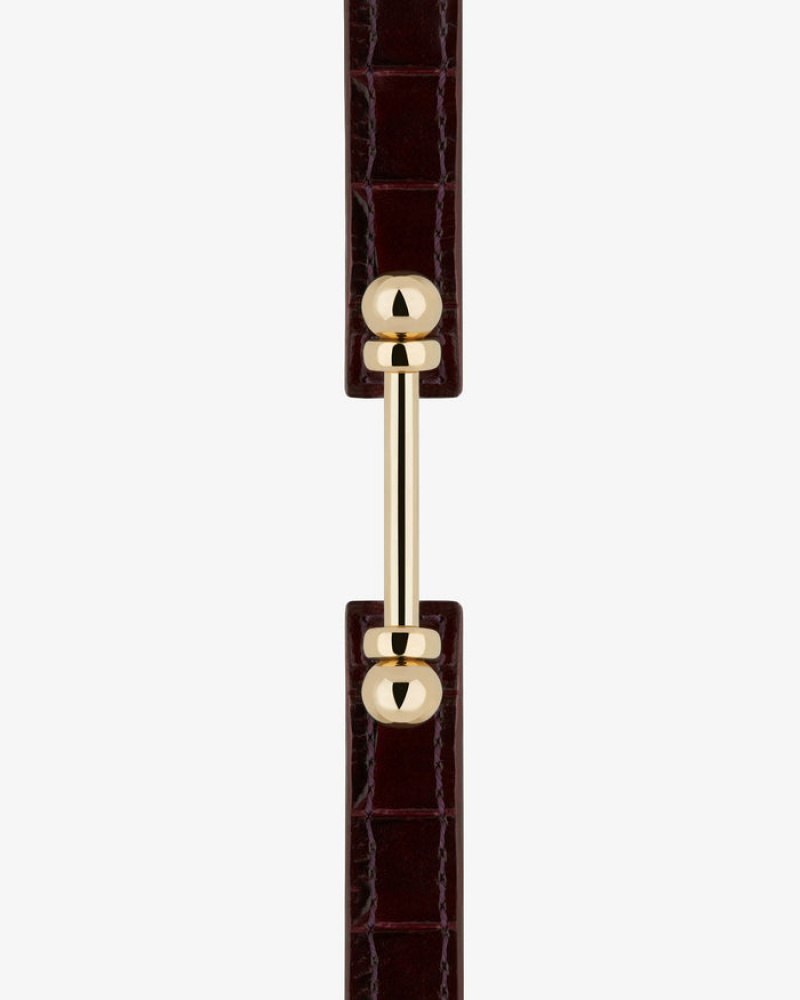 Burgundy Strathberry Music Bar Croc-Embossed Leather Bracelet | UK IWYB-02985