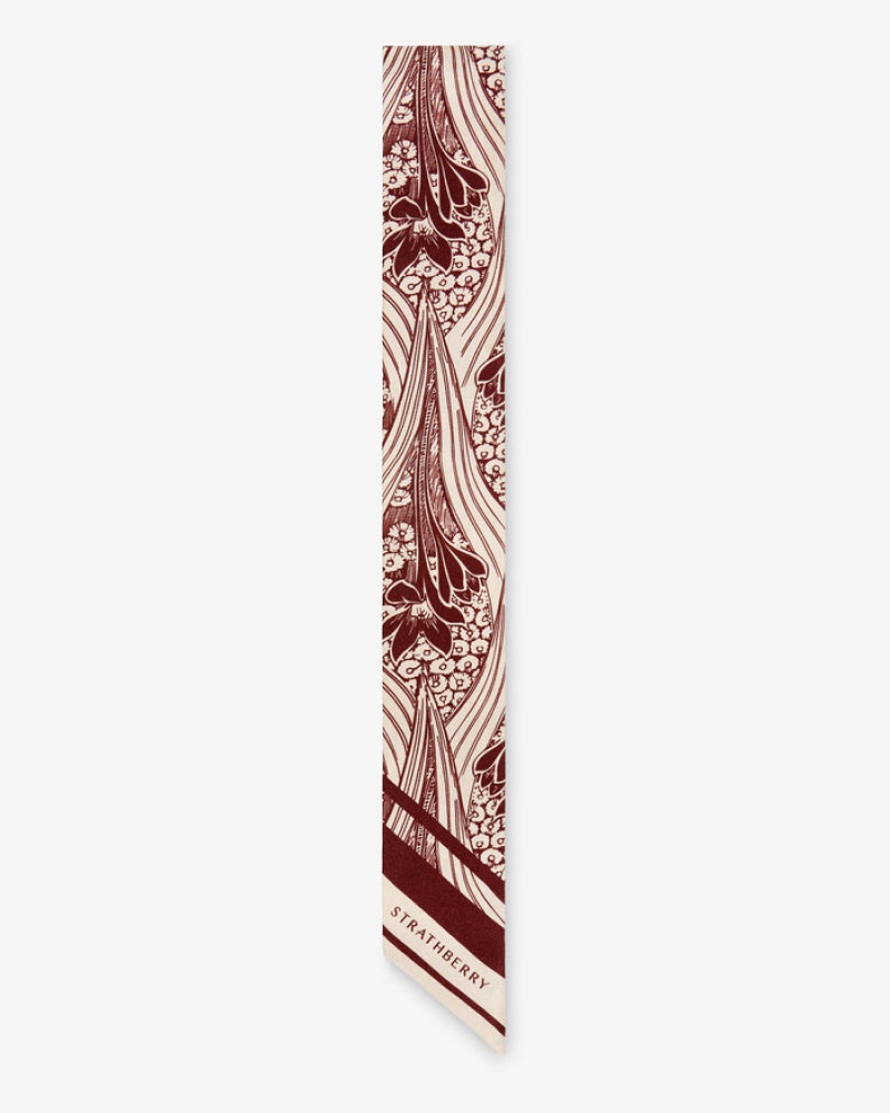 Burgundy Strathberry Silk Skinny Scarf | UK CRLG-29718