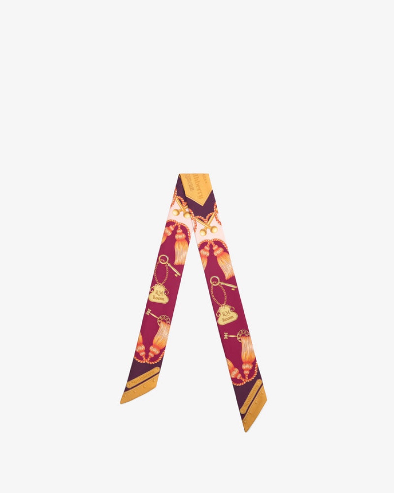 Burgundy Strathberry Silk Skinny Scarf | UK ZUAX-81057