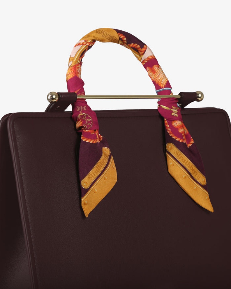 Burgundy Strathberry Silk Skinny Scarf | UK ZUAX-81057