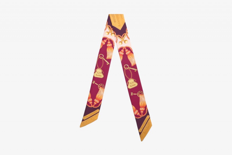 Burgundy Strathberry Silk Skinny Scarf | UK ZUAX-81057