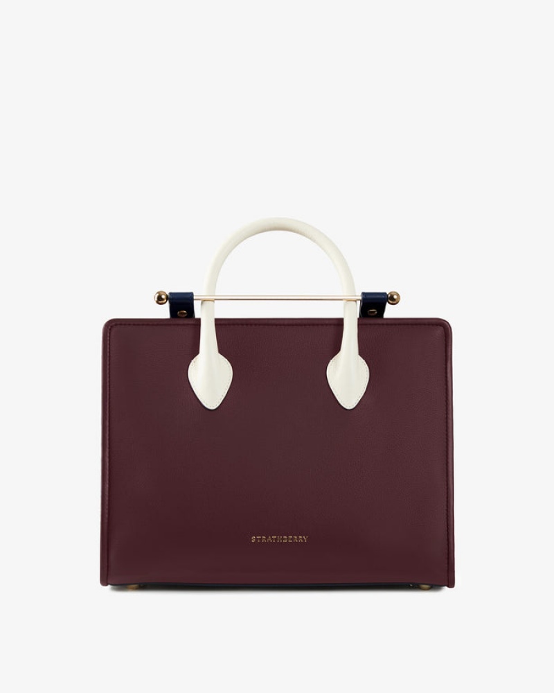 Burgundy Strathberry The Midi Tote Crossbody Bag | UK FACT-34718