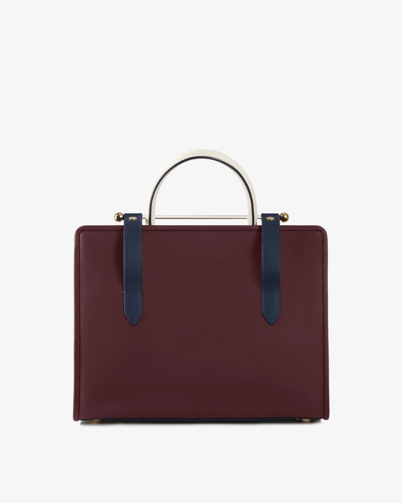 Burgundy Strathberry The Midi Tote Crossbody Bag | UK FACT-34718