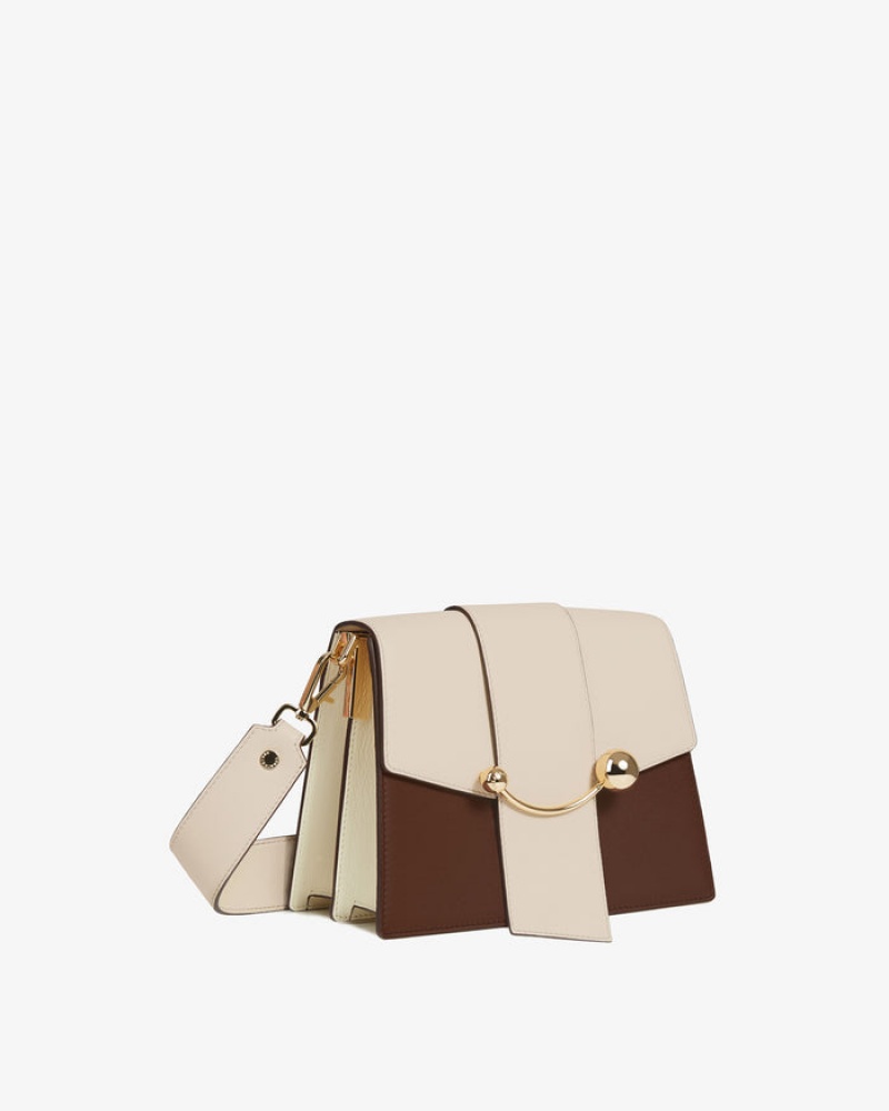 Chocolate Beige Strathberry Box Crescent Shoulder Bag | UK CNOY-61853