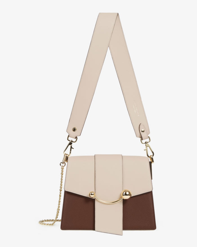 Chocolate Beige Strathberry Box Crescent Shoulder Bag | UK CNOY-61853