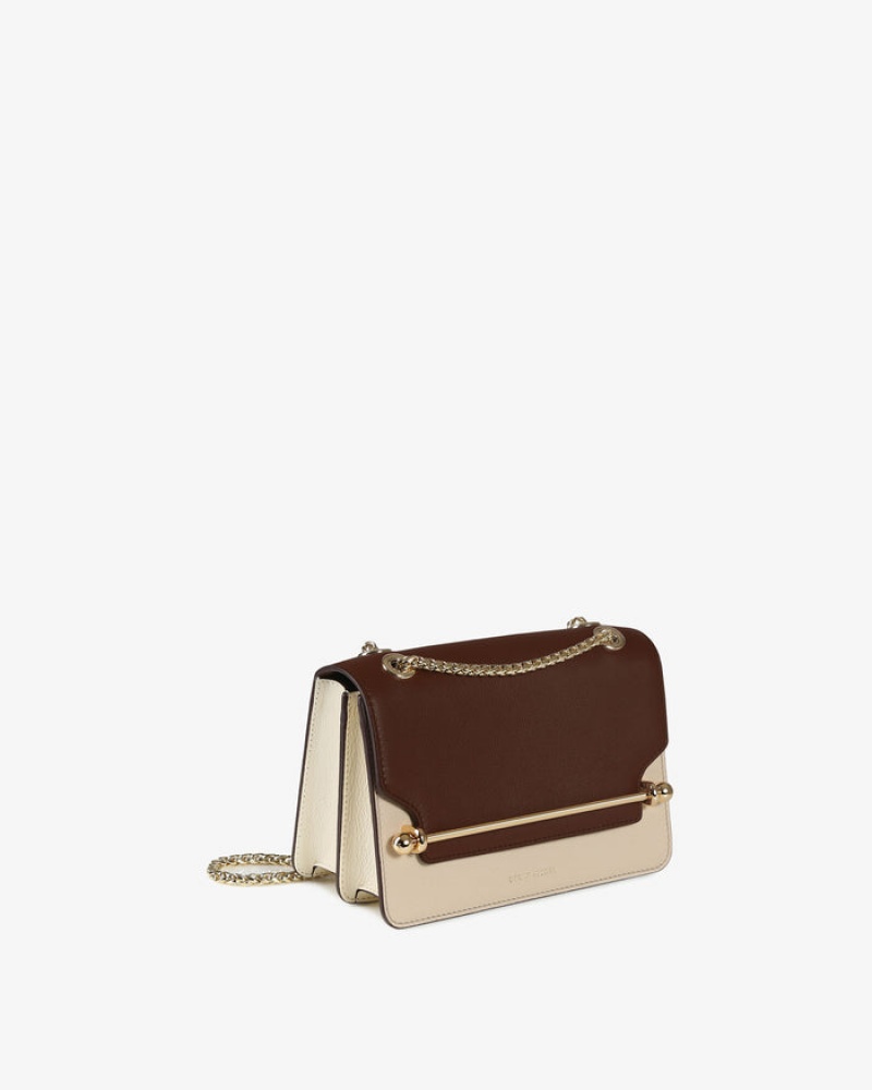 Chocolate Beige Strathberry East/West Mini Shoulder Bag | UK FUPT-91043