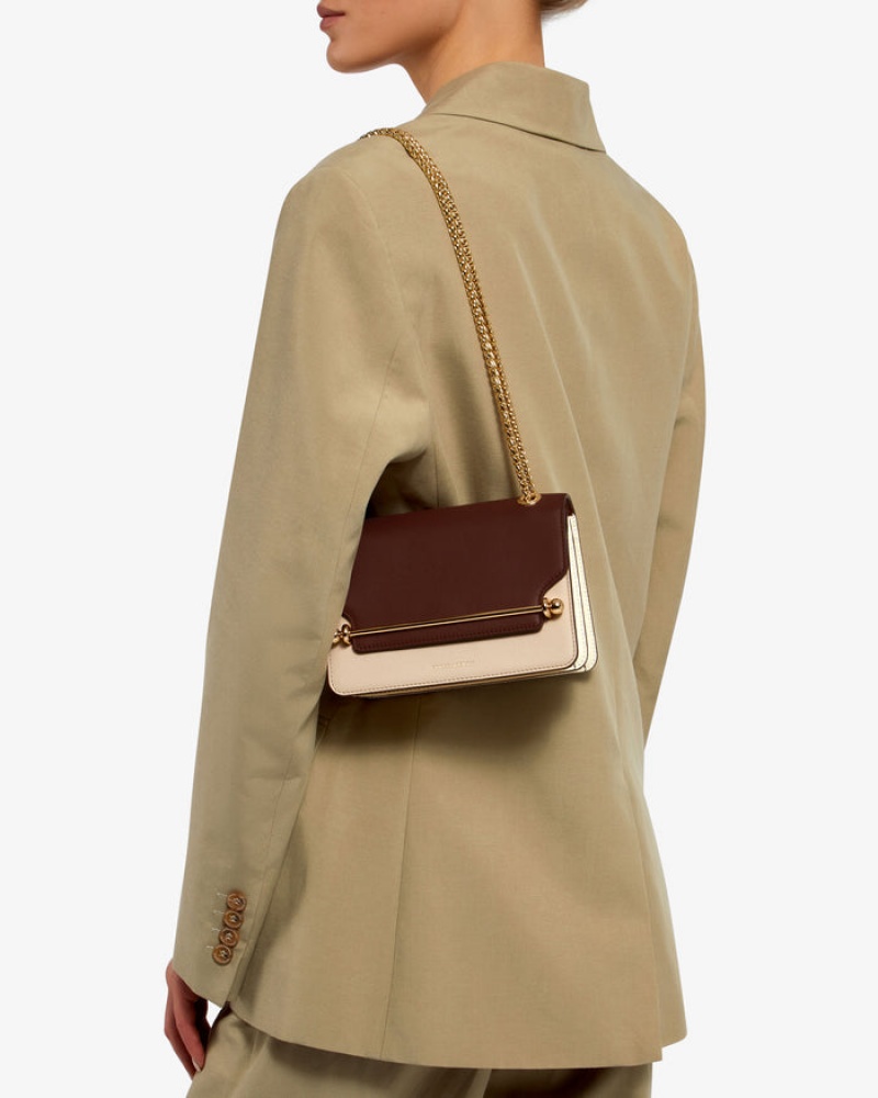 Chocolate Beige Strathberry East/West Mini Shoulder Bag | UK FUPT-91043