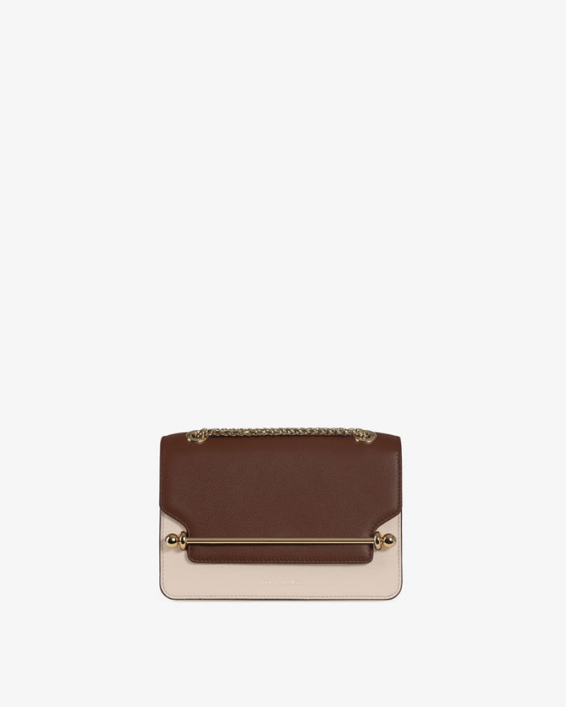 Chocolate Beige Strathberry East/West Mini Shoulder Bag | UK FUPT-91043