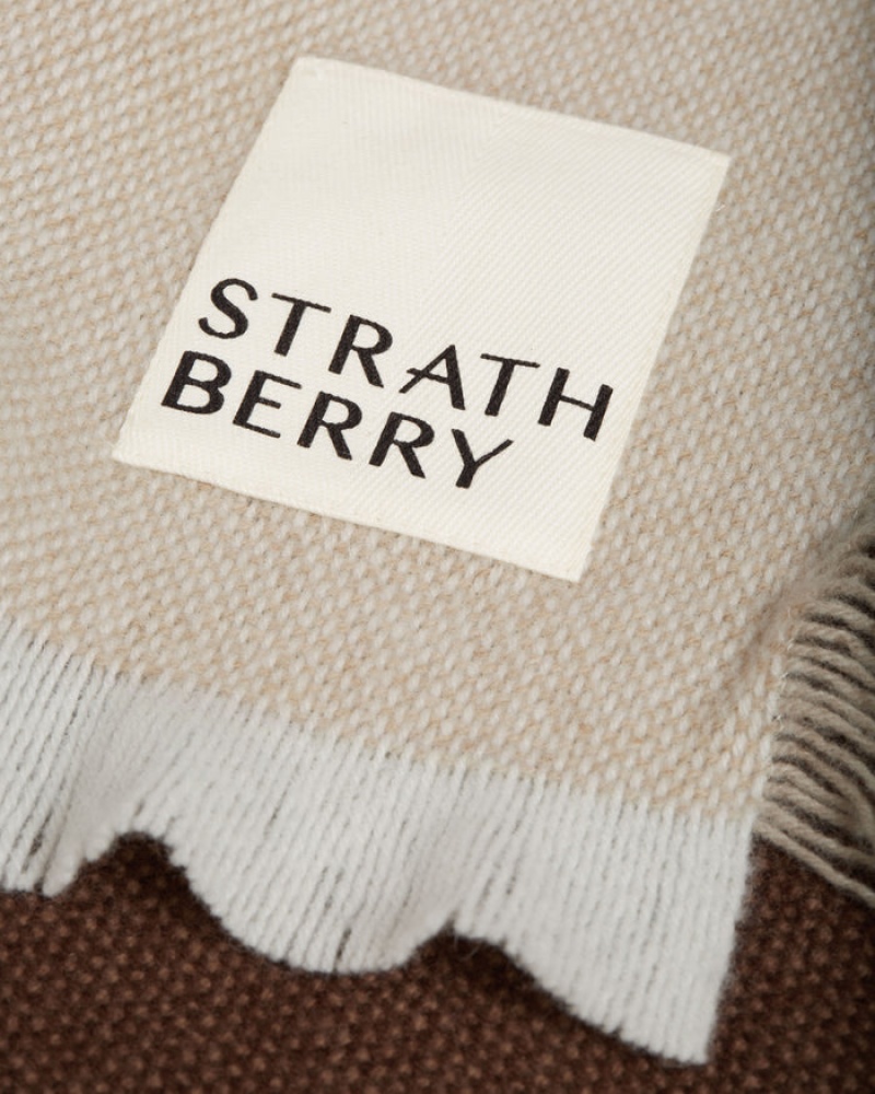 Chocolate Strathberry Cashmere Wool Colourblock Scarf | UK DBJP-98124