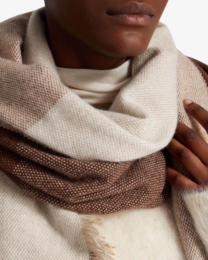 Chocolate Strathberry Cashmere Wool Colourblock Scarf | UK DBJP-98124