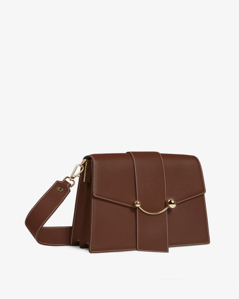 Chocolate Strathberry Crescent Shoulder With Stitch Crossbody Bag | UK ZHLC-42836