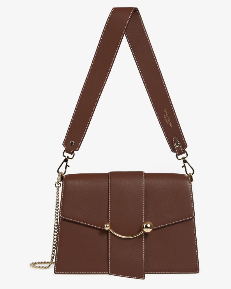 Chocolate Strathberry Crescent Shoulder With Stitch Crossbody Bag | UK ZHLC-42836