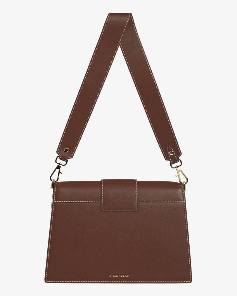 Chocolate Strathberry Crescent Shoulder With Stitch Crossbody Bag | UK ZHLC-42836