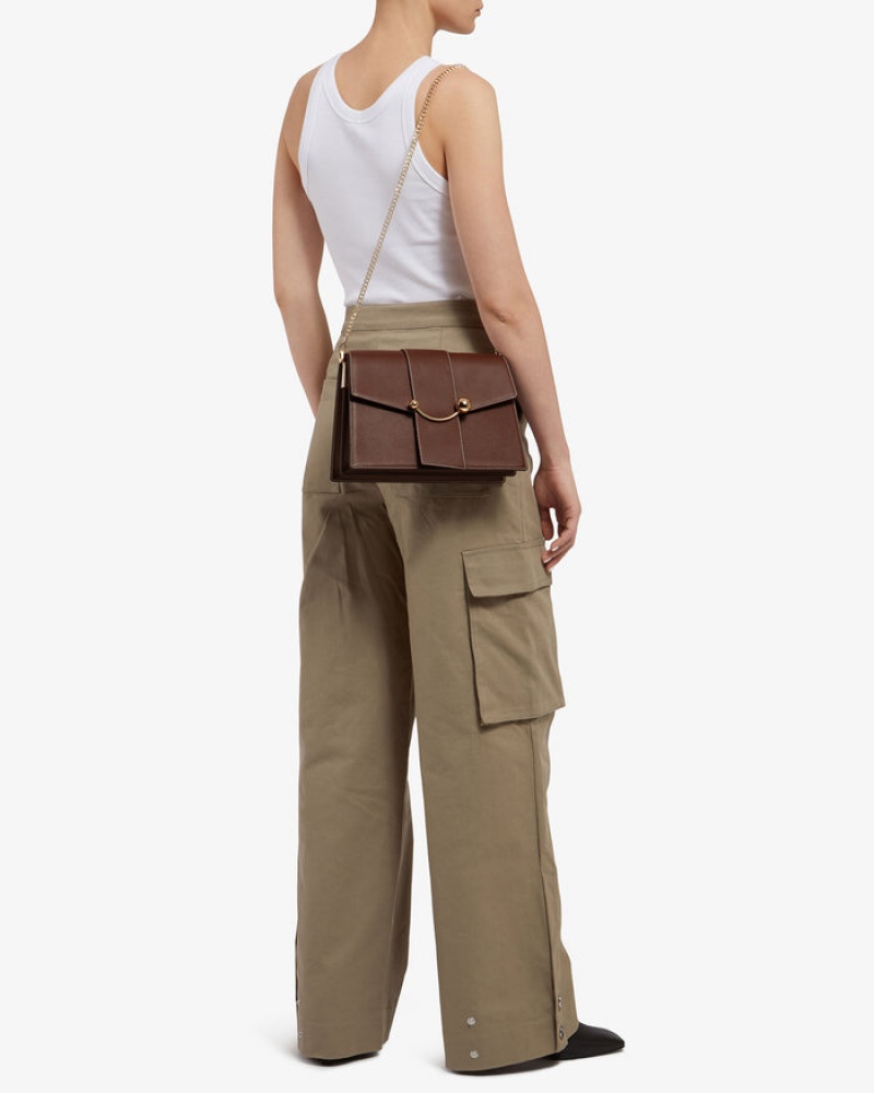 Chocolate Strathberry Crescent Shoulder With Stitch Crossbody Bag | UK ZHLC-42836