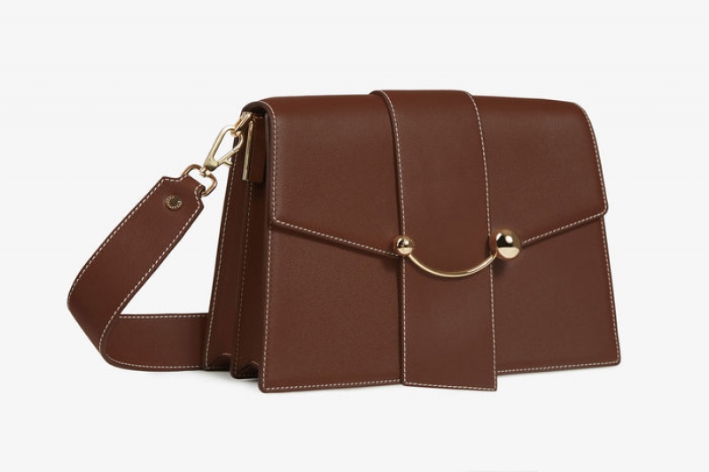 Chocolate Strathberry Crescent Shoulder With Stitch Crossbody Bag | UK ZHLC-42836