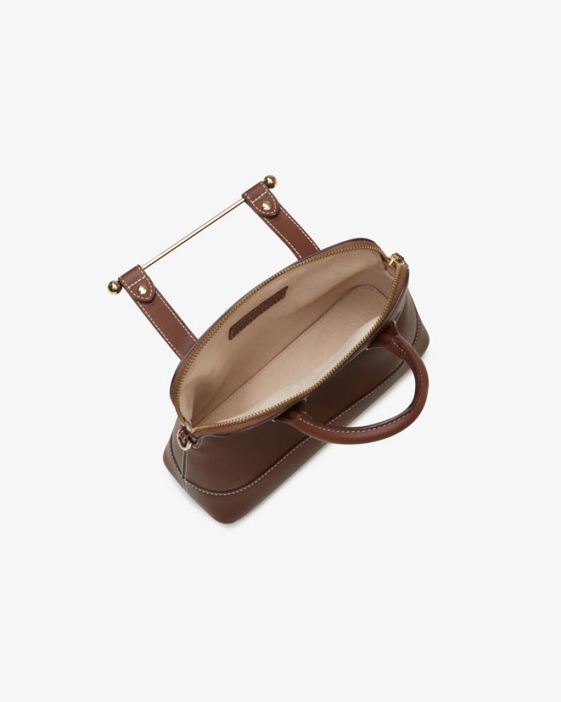 Chocolate Strathberry Dome Mini With Stitch Top Handle Bag | UK JRLT-64892