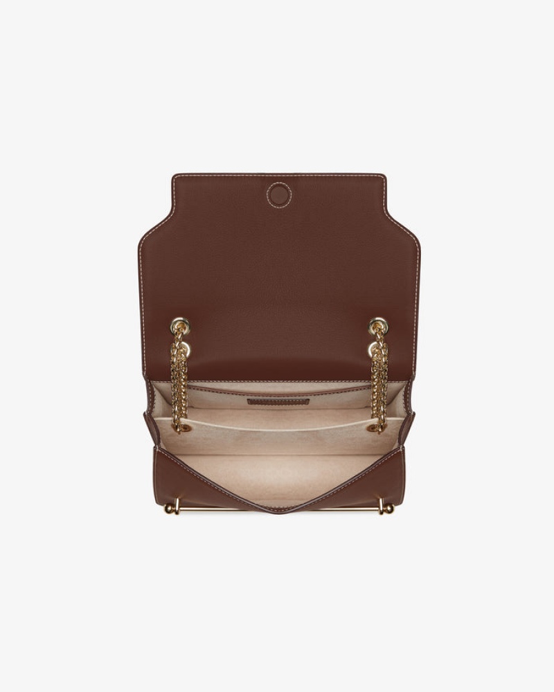 Chocolate Strathberry East/West With Stitch Shoulder Bag | UK GFBH-20475