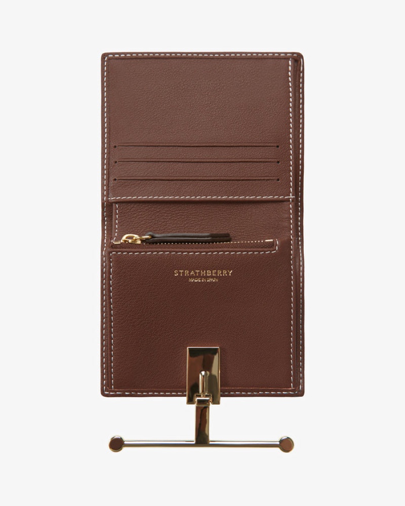 Chocolate Strathberry Melville Street With Stitch Wallet | UK IJBF-29804