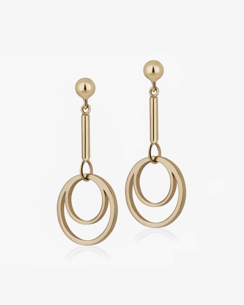 Gold Strathberry Circle Drop Earrings | UK JGCV-30618